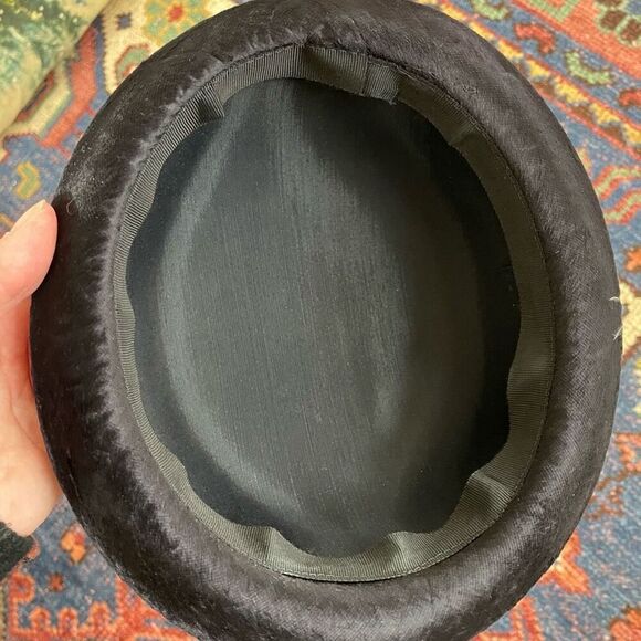 Vintage 60s Black Hat Veil Grossgrain Ribbon Bow Band Small - Picture 8 of 8